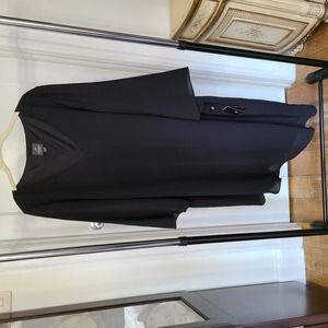 Adrianna Papell Asymmetrical Cut 3/4 Sleeves Black Evening Dress 16W NWT